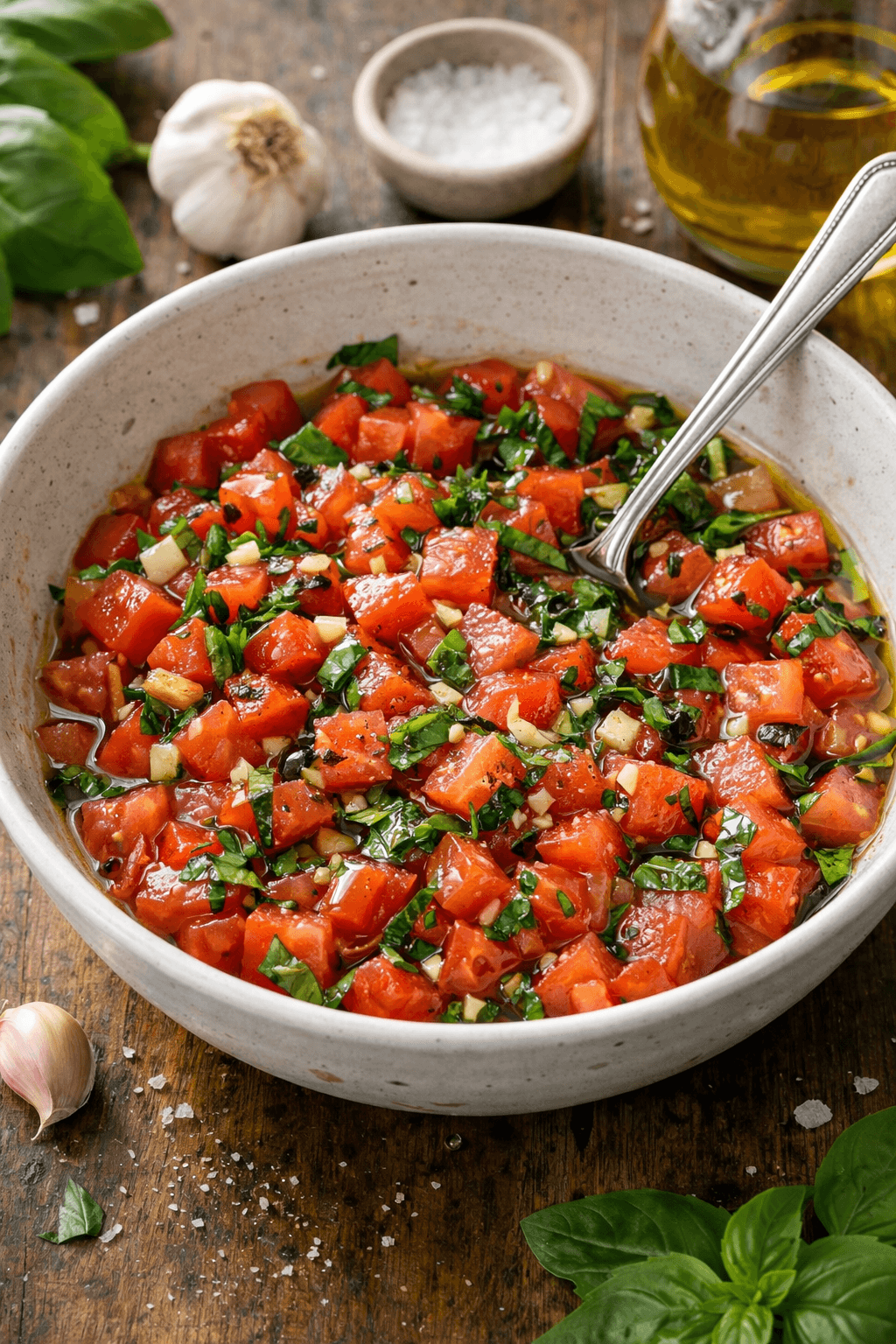 Fresh Tomato Basil Bruschetta step photo